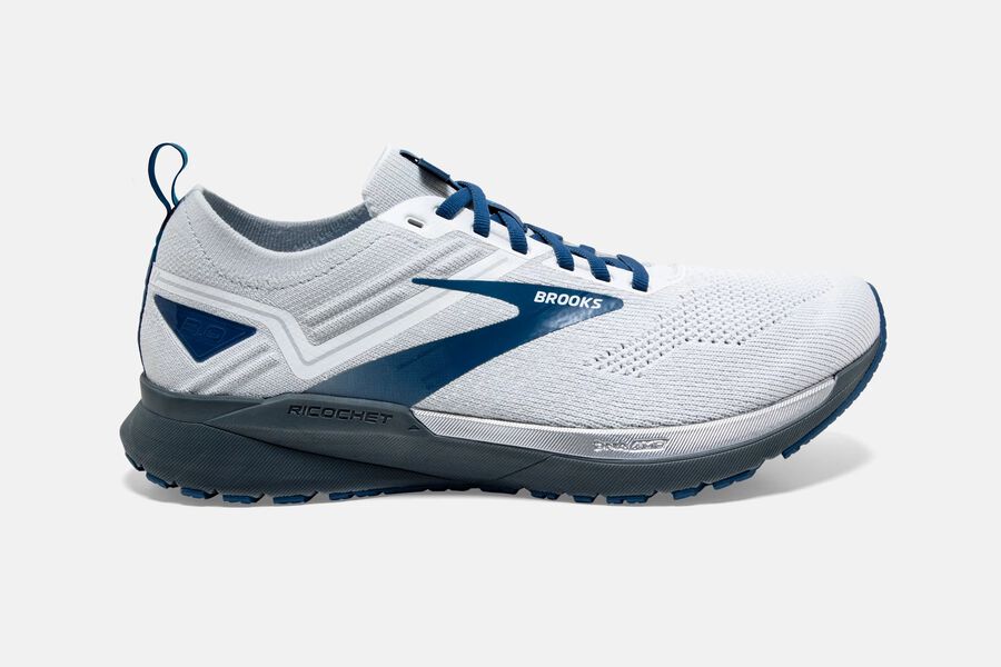 Brooks Ricochet 3 Road Running Shoes Mens - White/Blue - WTDCI-8206